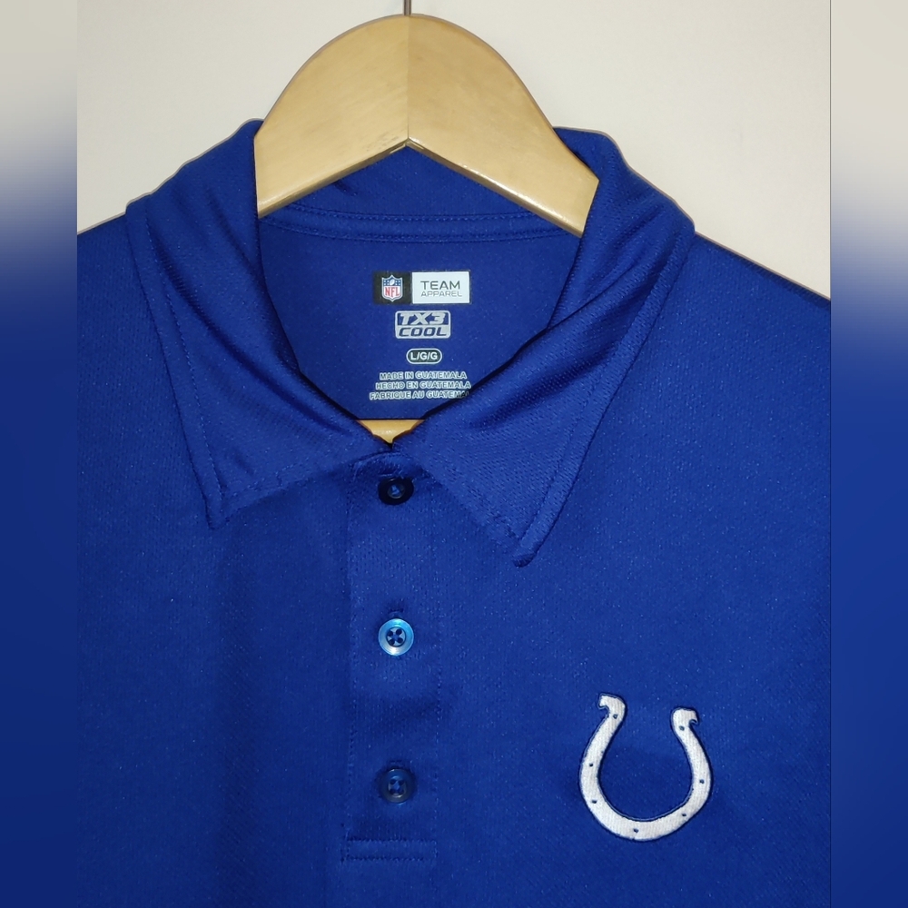 NFL Team Apparel Indianapolis Colts TX3 Cool Blue Polo Shirt Men's Size Large - Picture 2 of 4